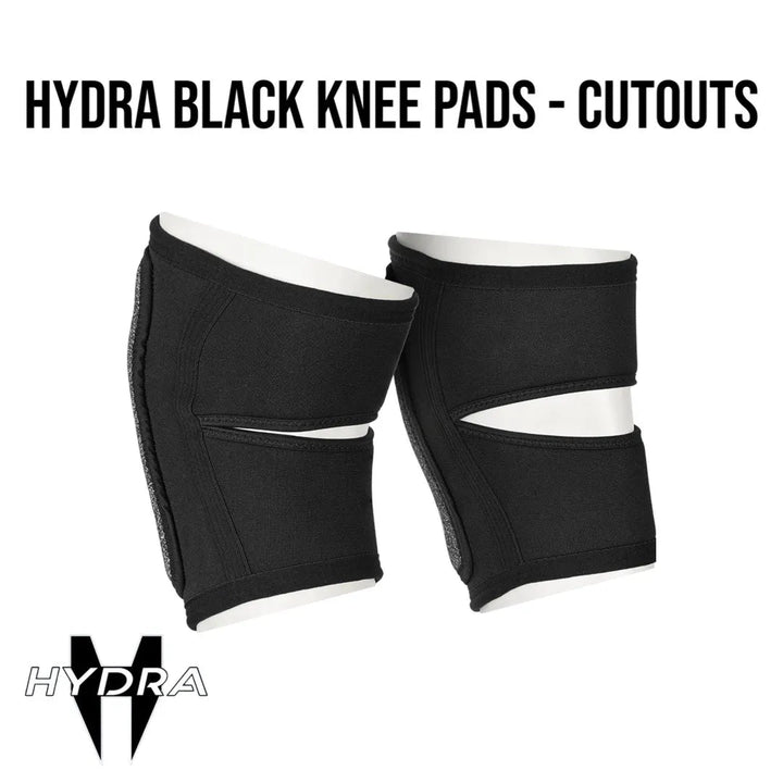 Hydra Black Knee Pads - Cutouts - Time 2 Paintball