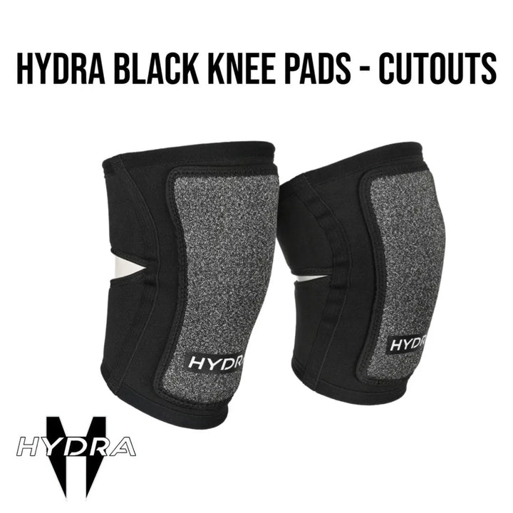 Hydra Black Knee Pads - Cutouts - Time 2 Paintball