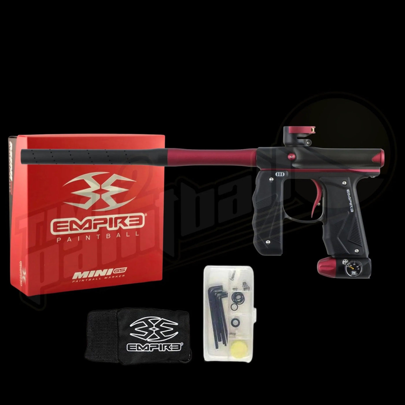 Empire Mini GS Marker w/ 2 Piece Barrel Black/Red - Time 2 Paintball