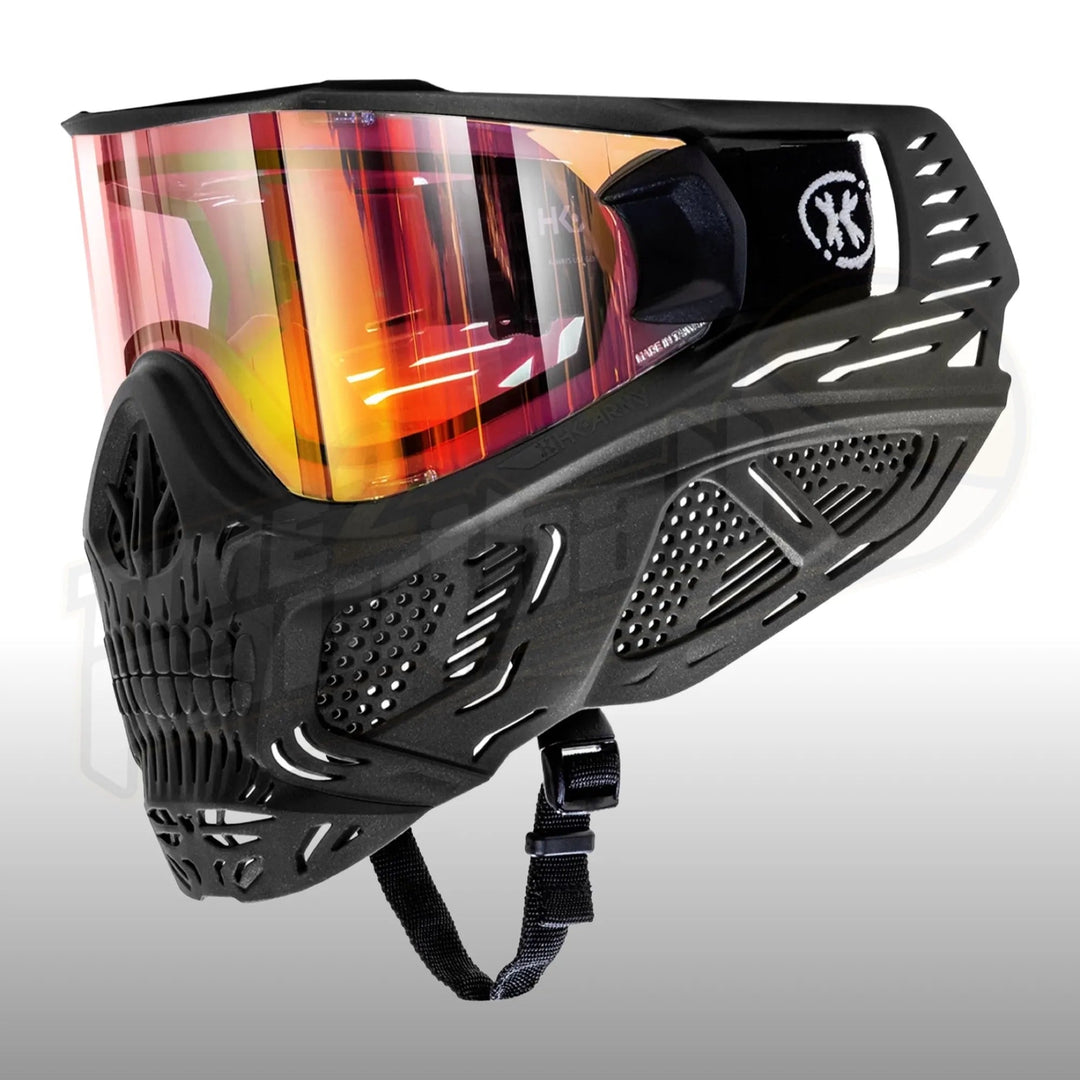 HK Army HSTL Skull Goggle Death Black w/ Fire Lens - Time 2 Paintball