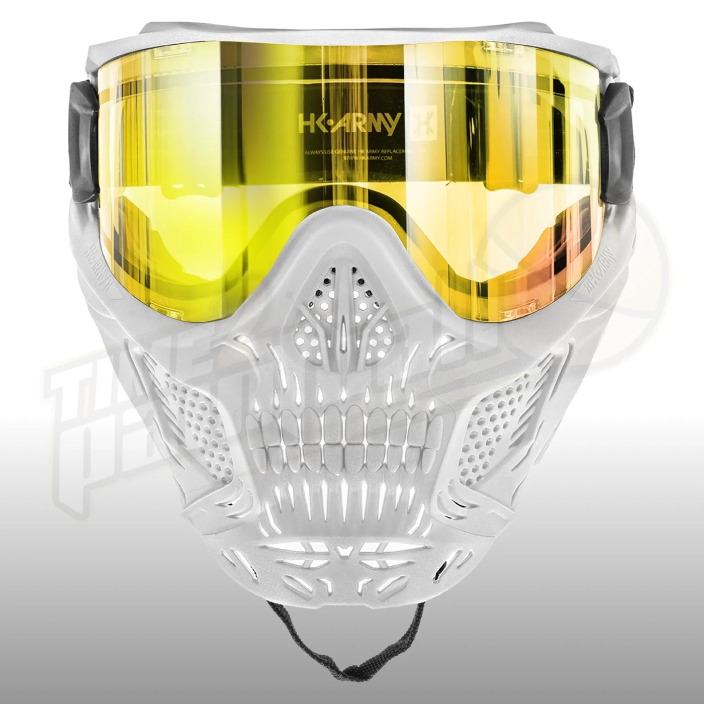 HK Army HSTL Skull Goggle Saint White w/ Gold Lens - Time 2 Paintball
