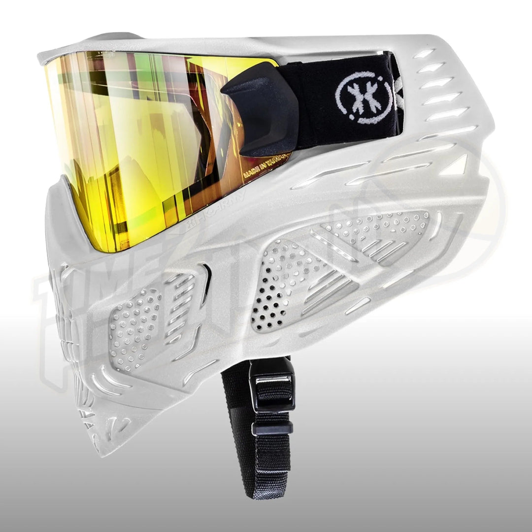 HK Army HSTL Skull Goggle Saint White w/ Gold Lens - Time 2 Paintball