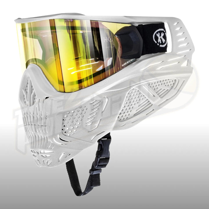 HK Army HSTL Skull Goggle Saint White w/ Gold Lens - Time 2 Paintball