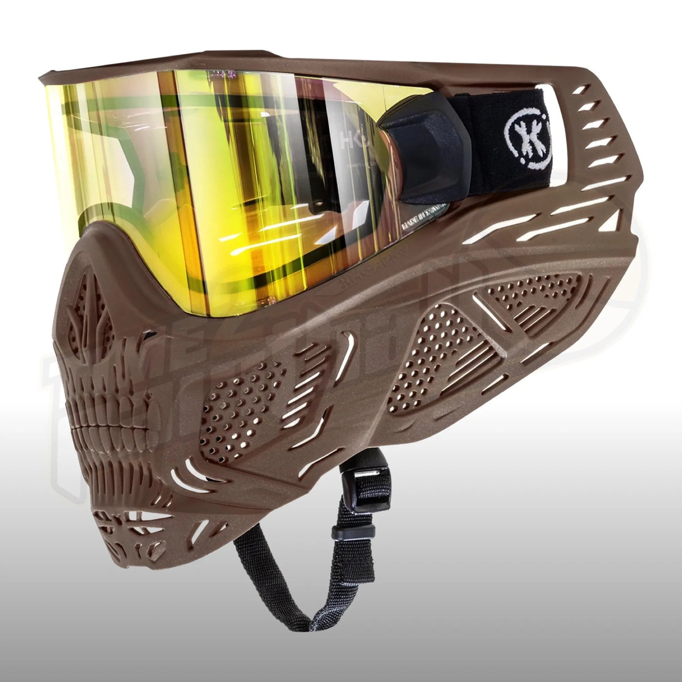 HK Army HSTL Skull Goggle Sandstorm Tan w/ Gold Lens - Time 2 Paintball