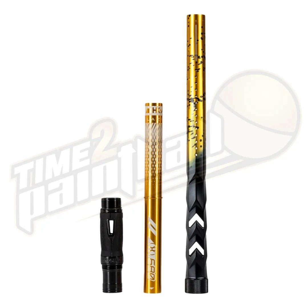 HK Army LAZR Elite FOSSIL Barrel Kit AC 15" Gold/Black Splash Black Inserts - Time 2 Paintball