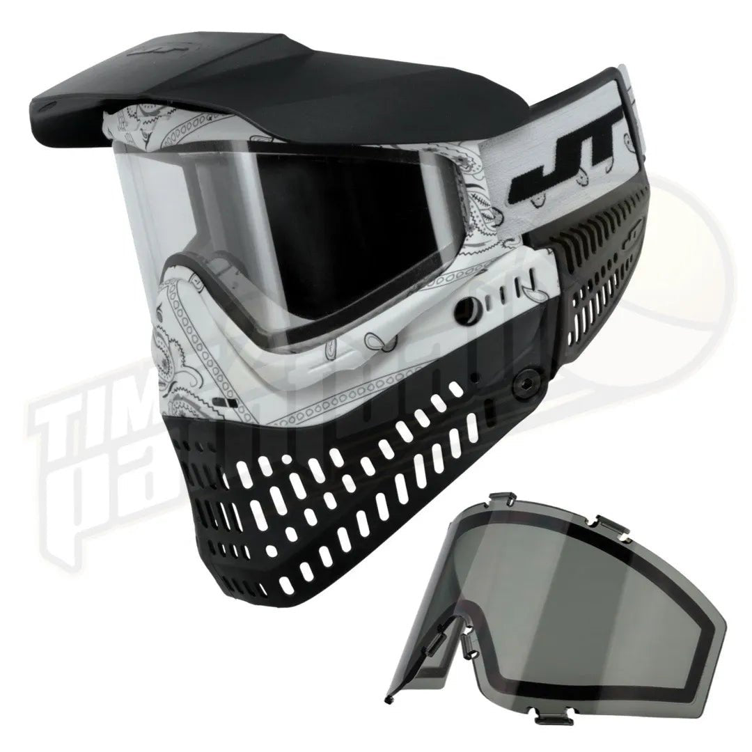 JT Proflex LE Bandana White w/ Clear & Smoke Lenses - Time 2 Paintball