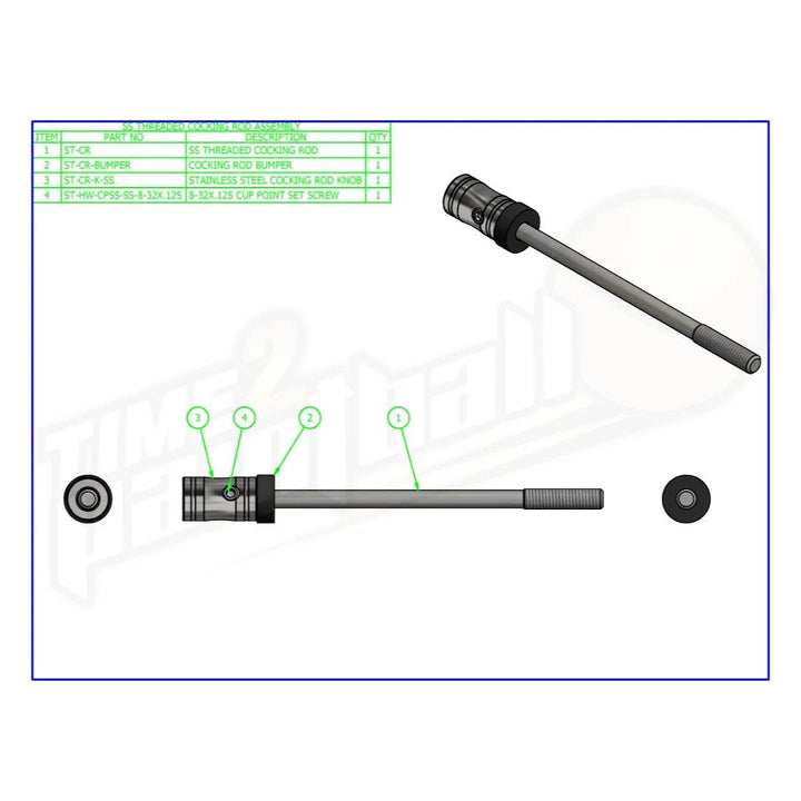 Shocktech Stainless Steel Cocking Rod Assembly - Time 2 Paintball